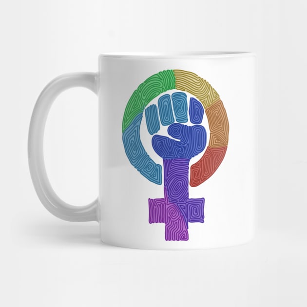 Swirly Rainbow Feminist Symbol by Slightly Unhinged